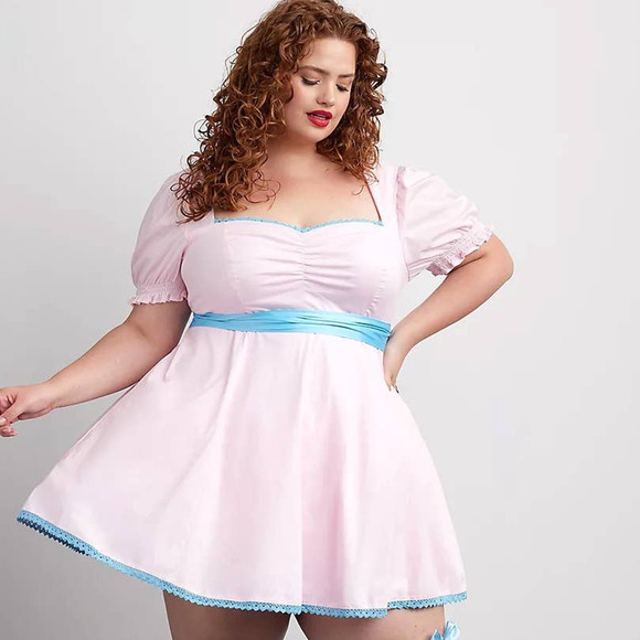 New Torrid  1 (1X 14/16) Classic Doll Pink Pin Up Dolly Rockabilly Cosplay Dress - Picture 1 of 3